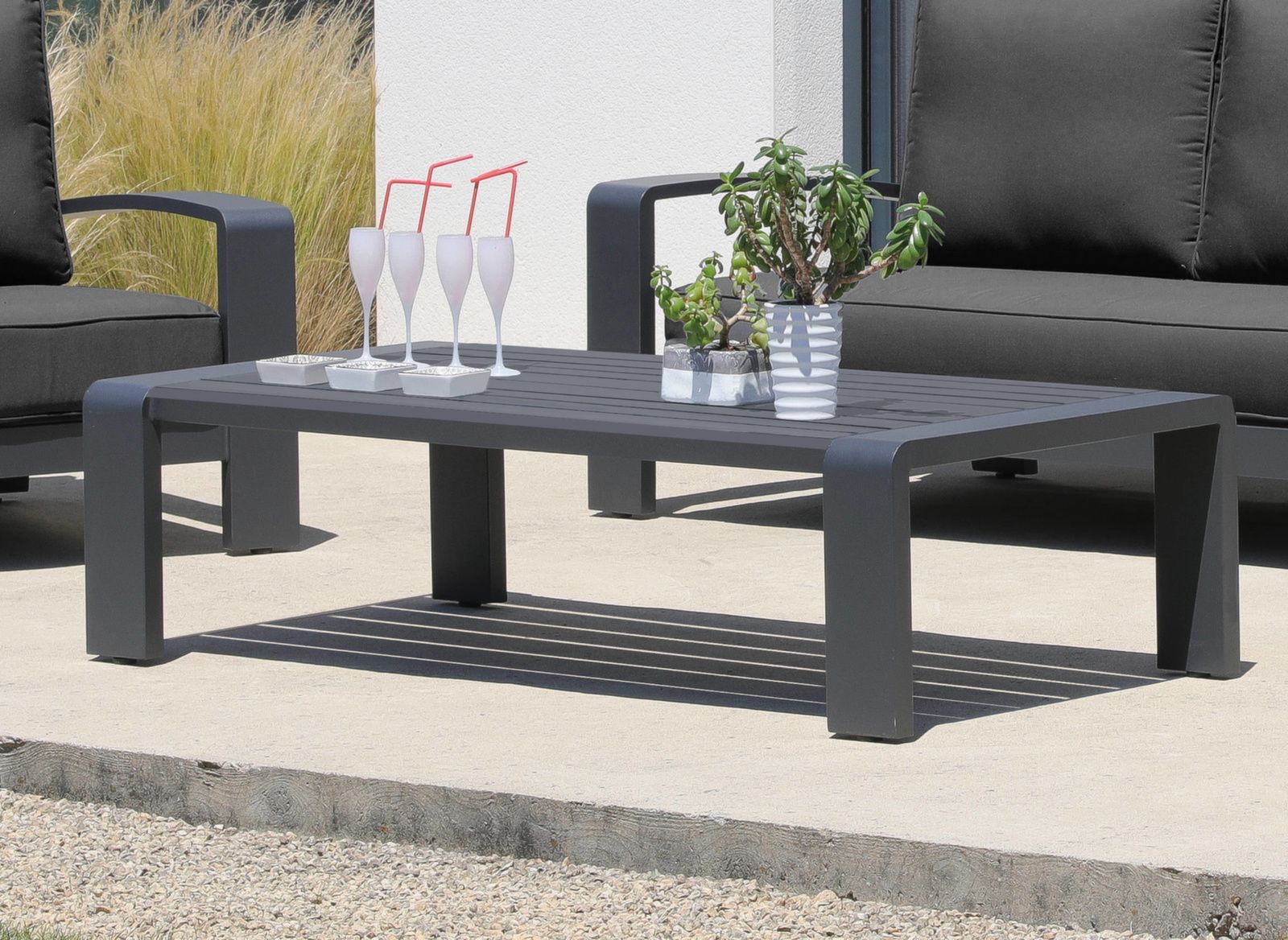 TAVOLO BASSO CORDOUAN 150X78X41CM GRAFITE