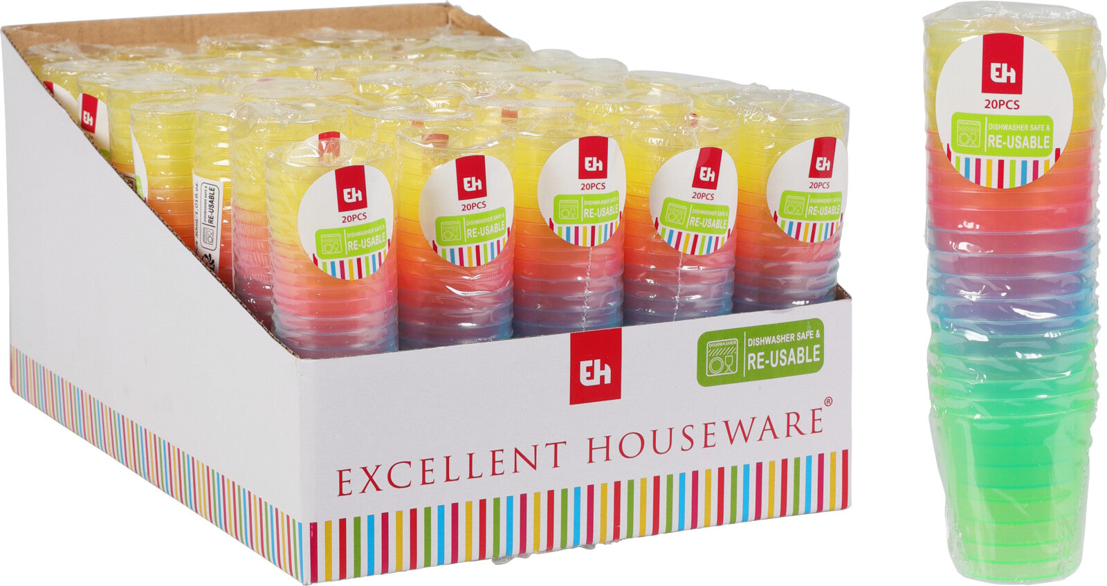 20 BICCHIERI 30ML MULTICOLOR RIUTILIZZABILI COLORI ASSORTITI