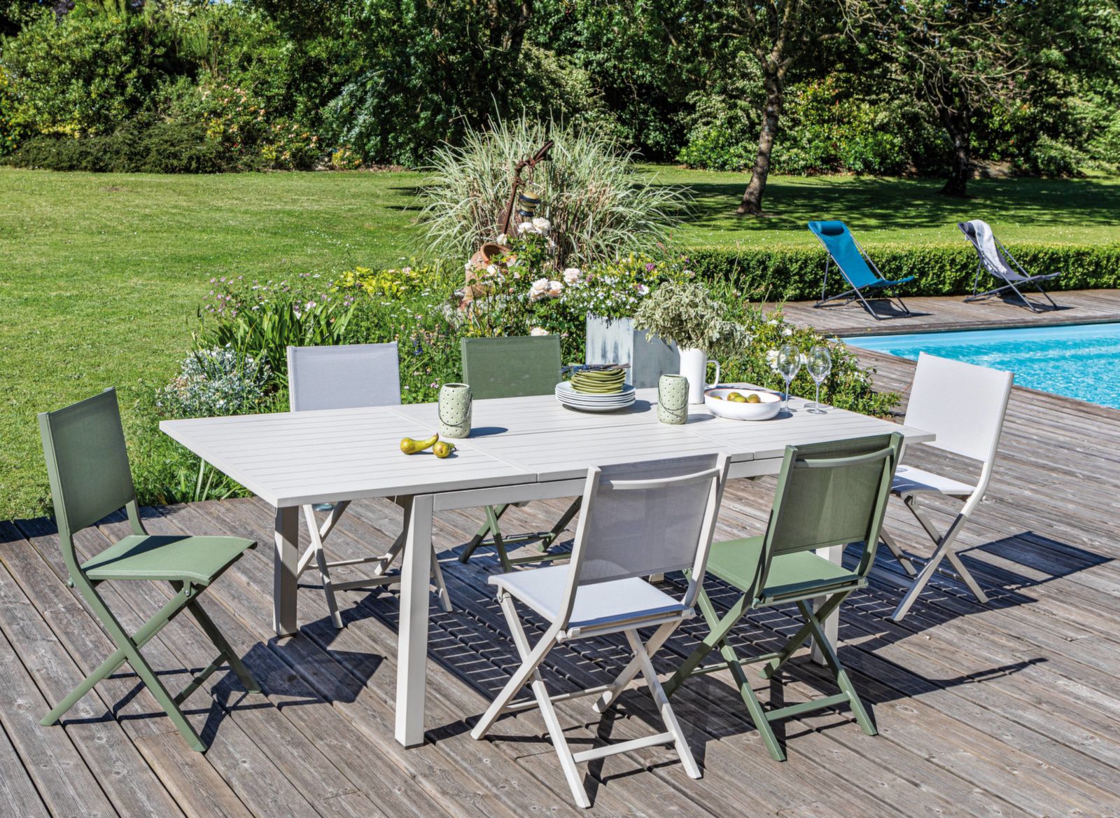 TAVOLO DA GIARDINO GENES 160/240X100 MANDORLA VERDE