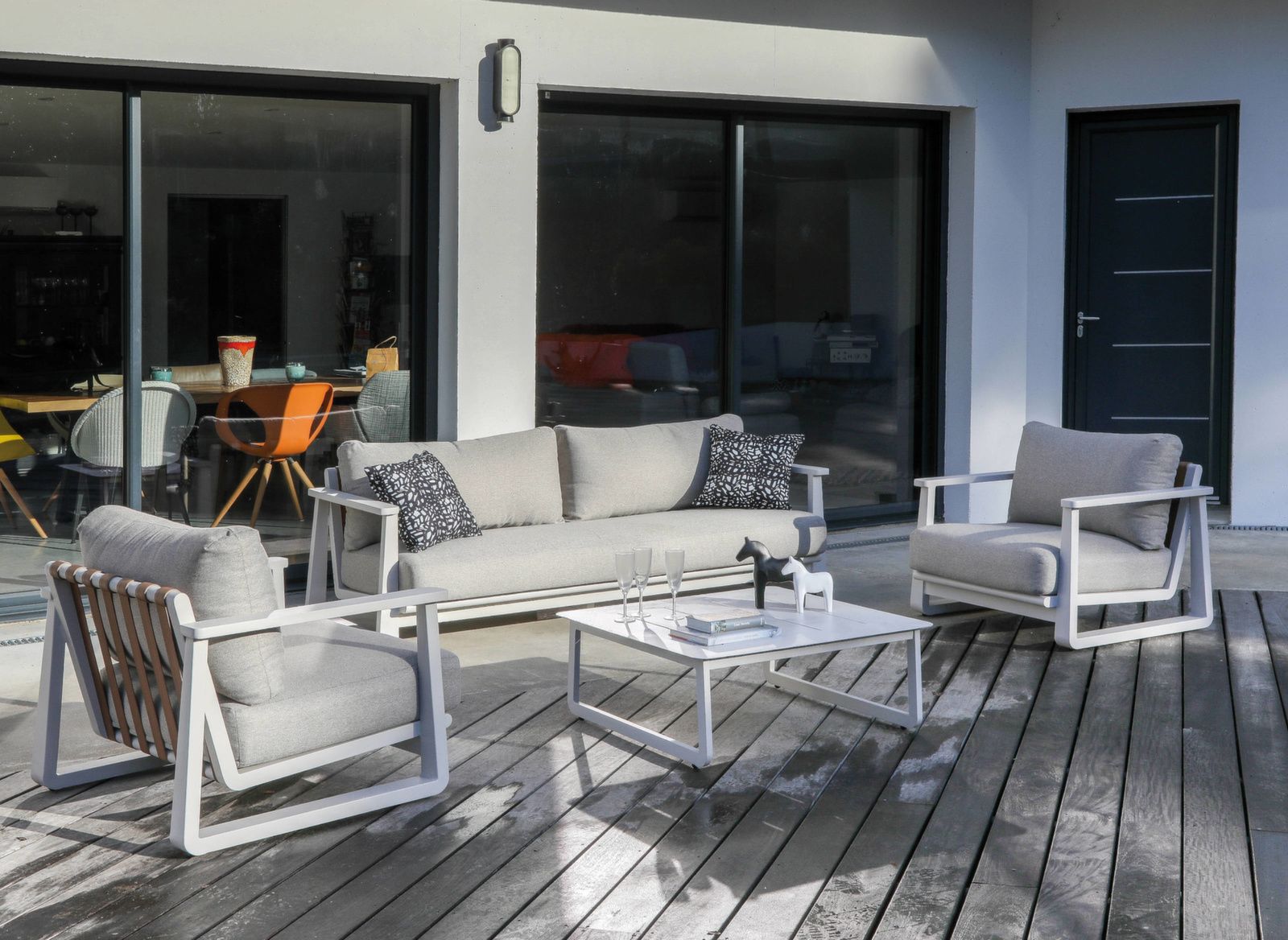SALOTTO DA GIARDINO LEATHER CREMA