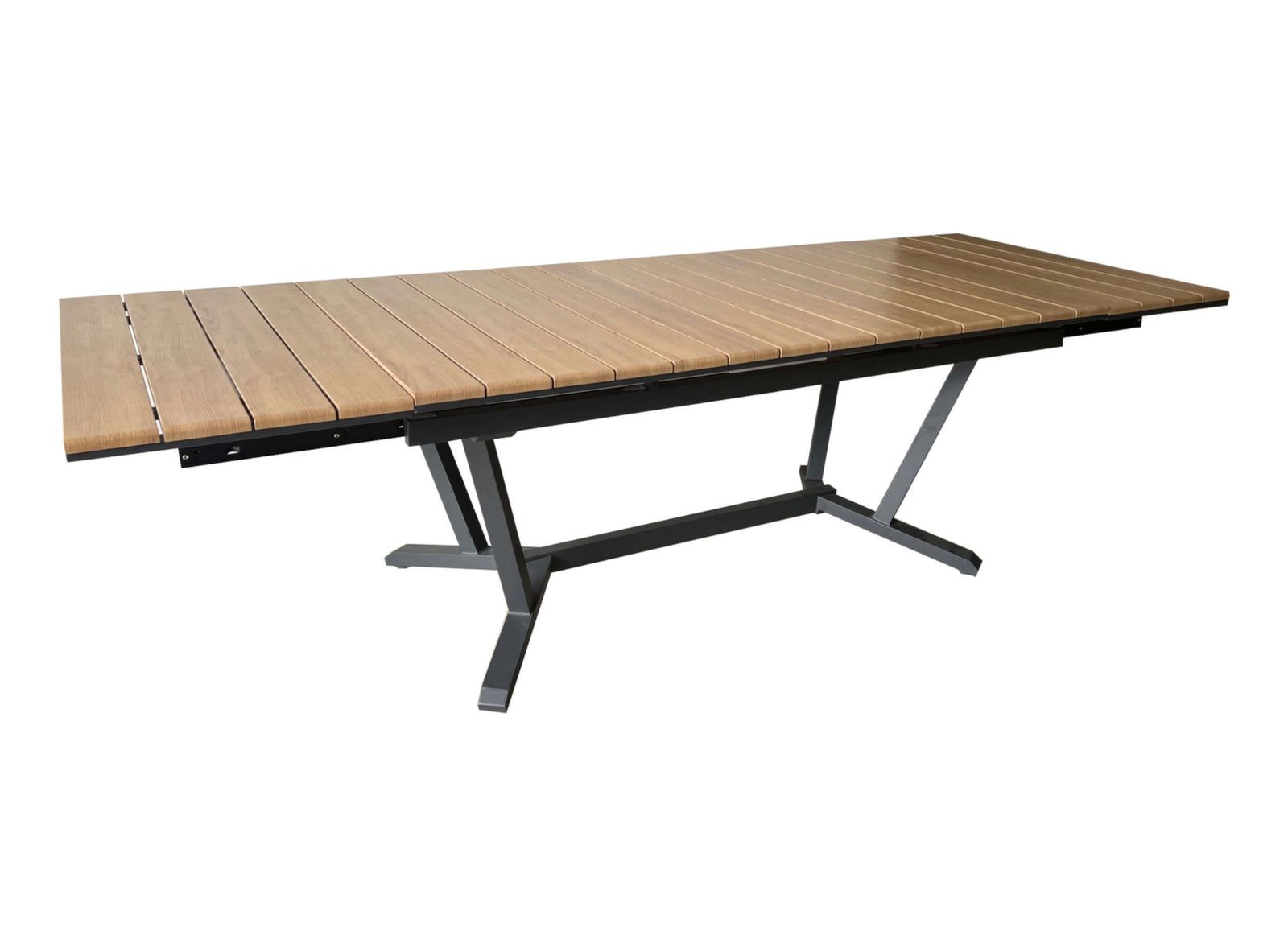 TAVOLO ESTENSIBILE DARWIN 174/224/274X100 CM GRAFITE E LEGNO