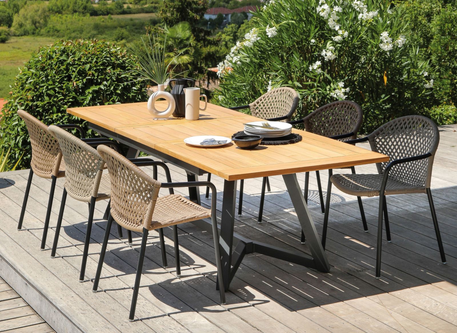 TAVOLO ALLUNGABILE AGIRA 180/240CM GRAFITE/TEAK