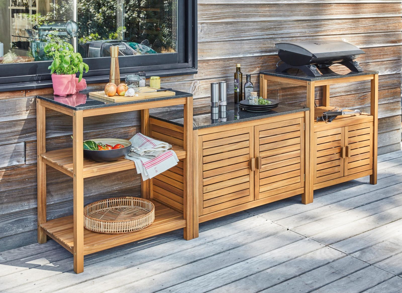 MOBILETTO FIDJI IN LEGNO CON RIPIANO IN GRANITO 52X75X87CM