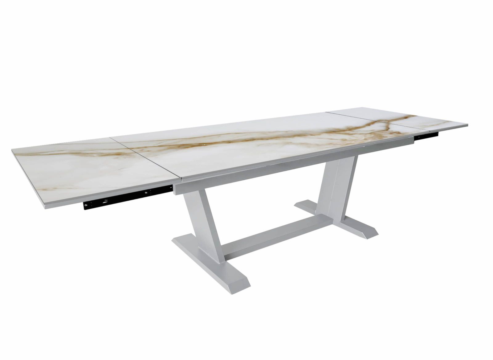 TAVOLO AMBER 180/230/280X100 ALLUNGABILE IN ALLUMINIO/KEDRA BIANCO PRALINATO