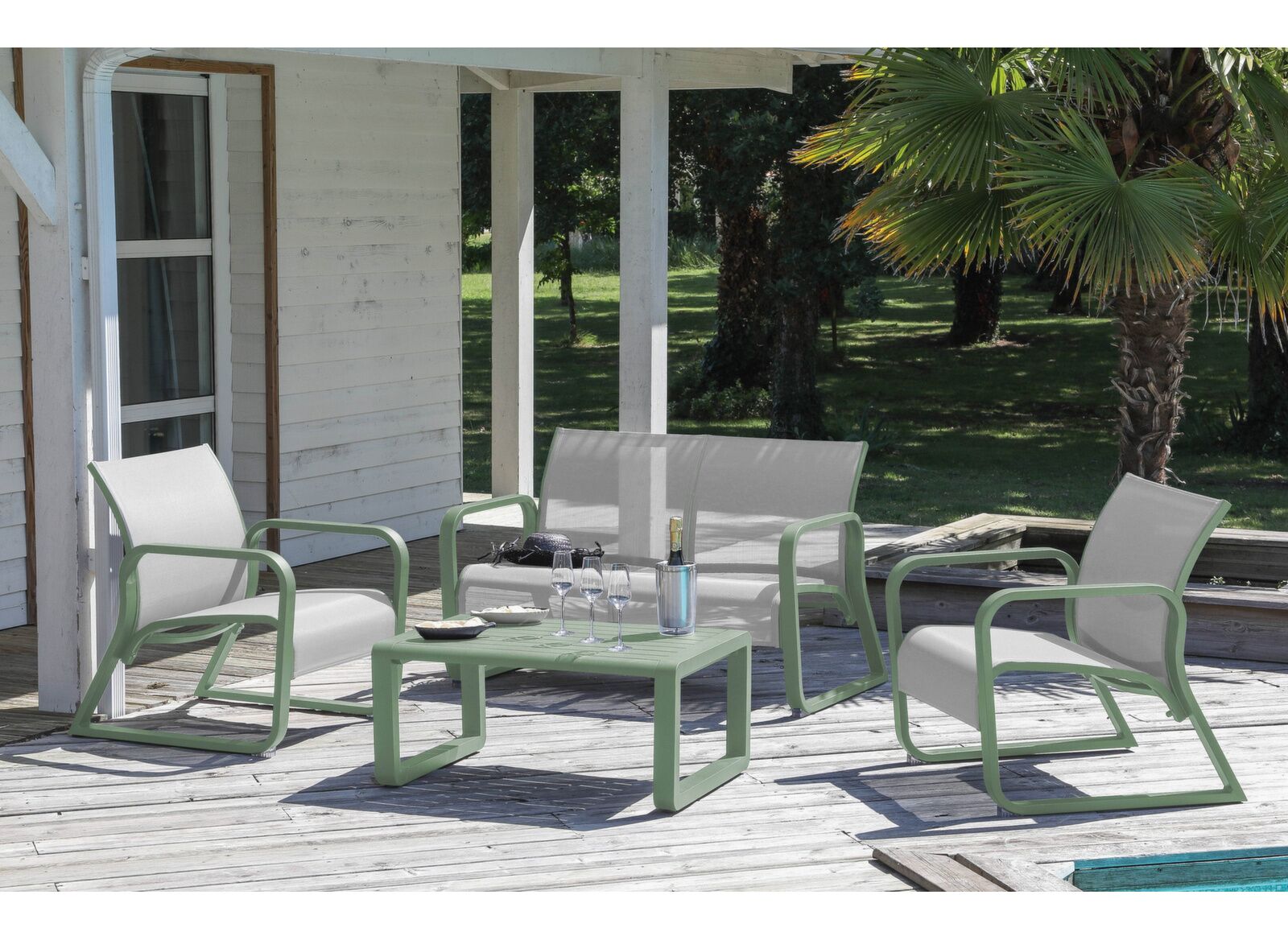 Salotto da Esterno Quenza Verde/Crema 4 pz