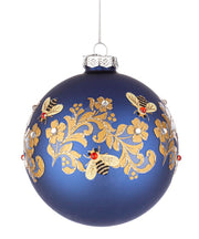 PALLINA DI NATALE BLU CON DECORAZIONE API HONEYBEE Ø10CM