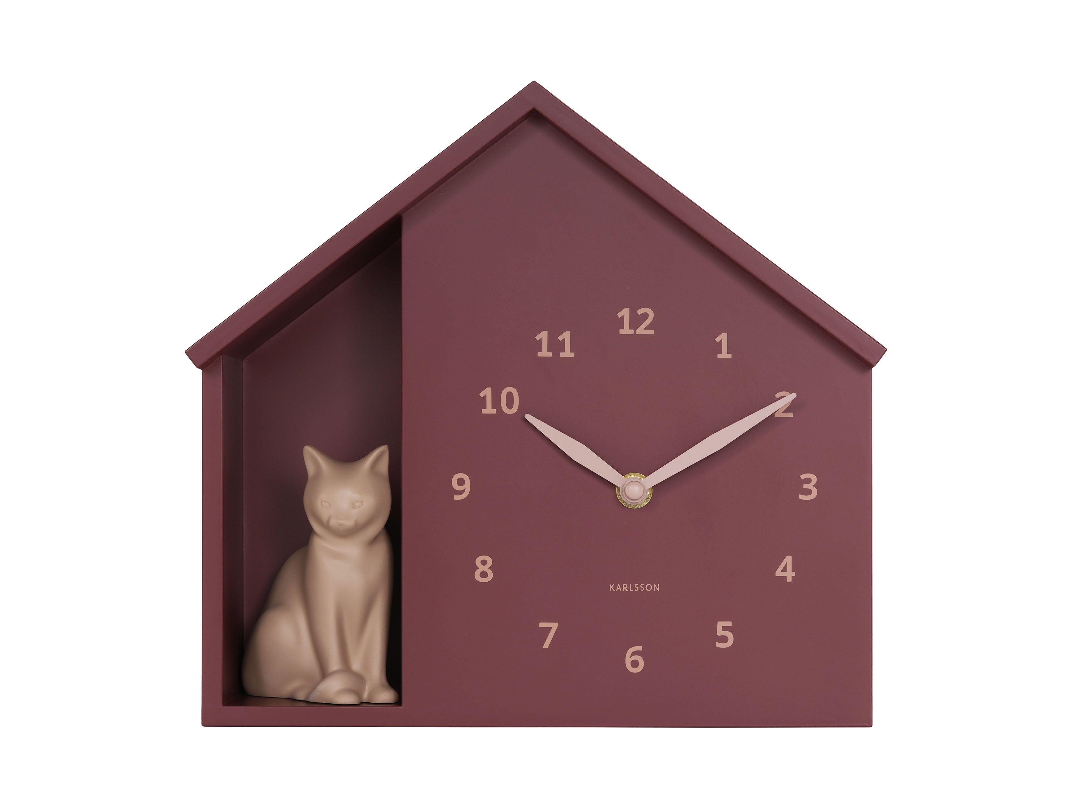 Orologio da Parete Gatto Seduto Rosso Borgogna Karlsson