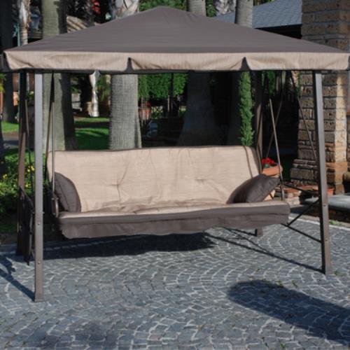 DONDOLO PAGODA DA GIARDINO RECLINABILE A LETTO COLORE MARRONE D'INDIA