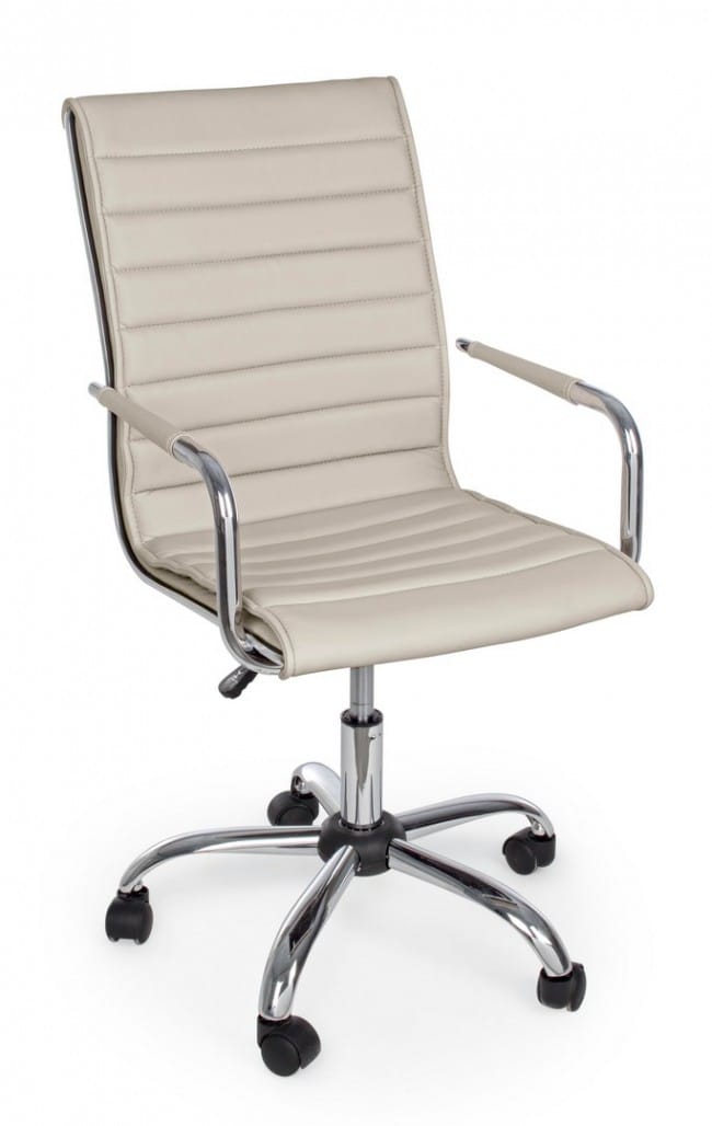 Poltrona Ufficio con Braccioli Perth 53x54x88-98H cm Tortora Bizzotto
