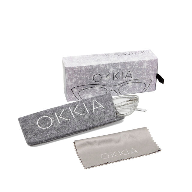 OCCHIALE MODELLO GATTO GLITTER TRASPARENTI GRADAZ. 2.50