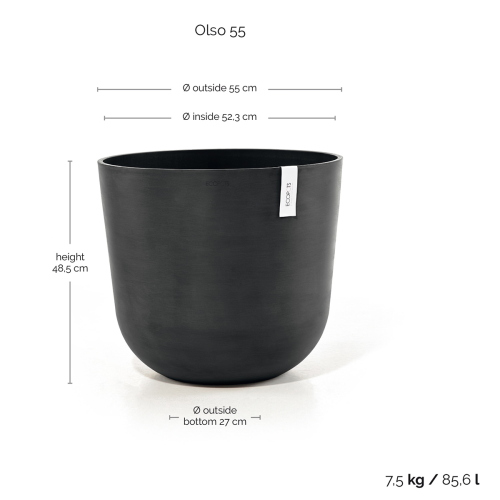 Vaso Rotondo Oslo D55 H47.90 cm Grigio Scuro ECOPOTS