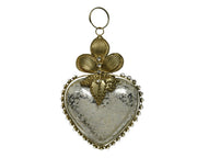 CUORE IN VETRO COLOR CREMA ANTICO DA APPENDERE 7X2,5X10CM