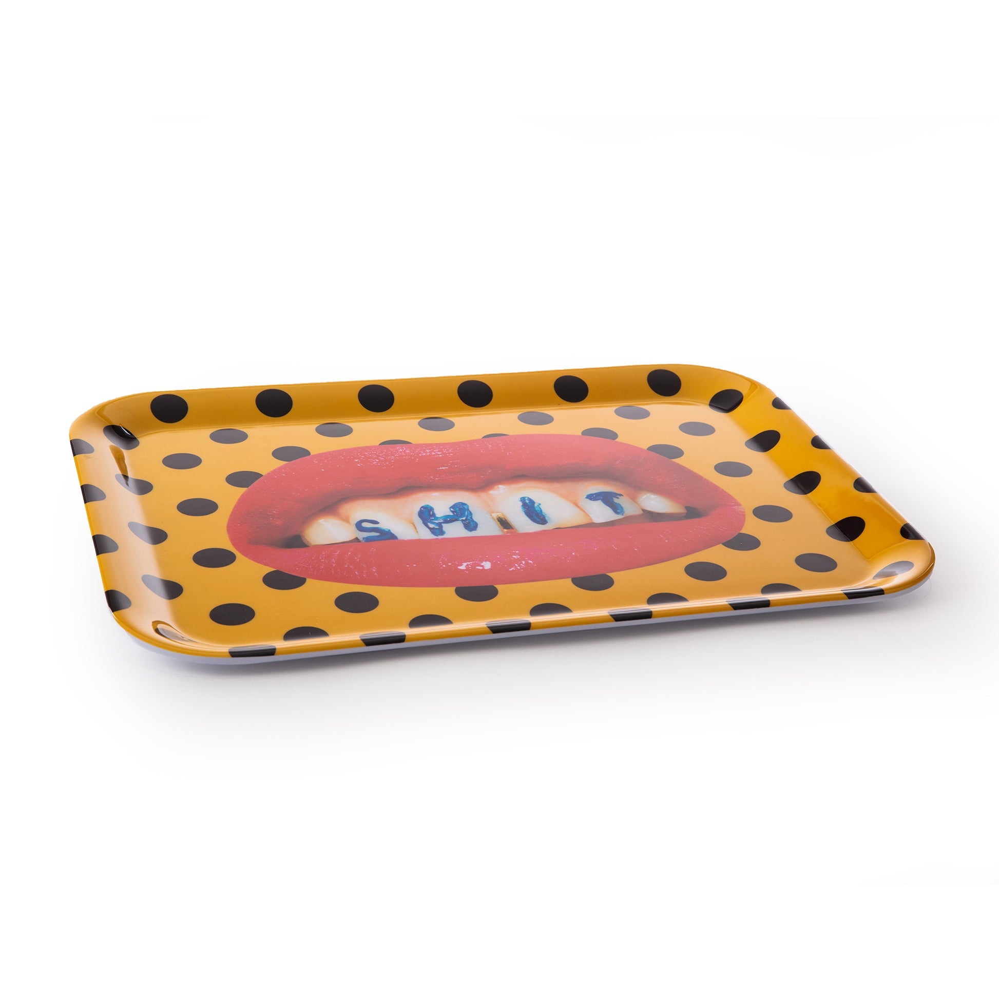 Vassoio Shit 32x43,5x2cm Giallo Pois Neri SELETTI