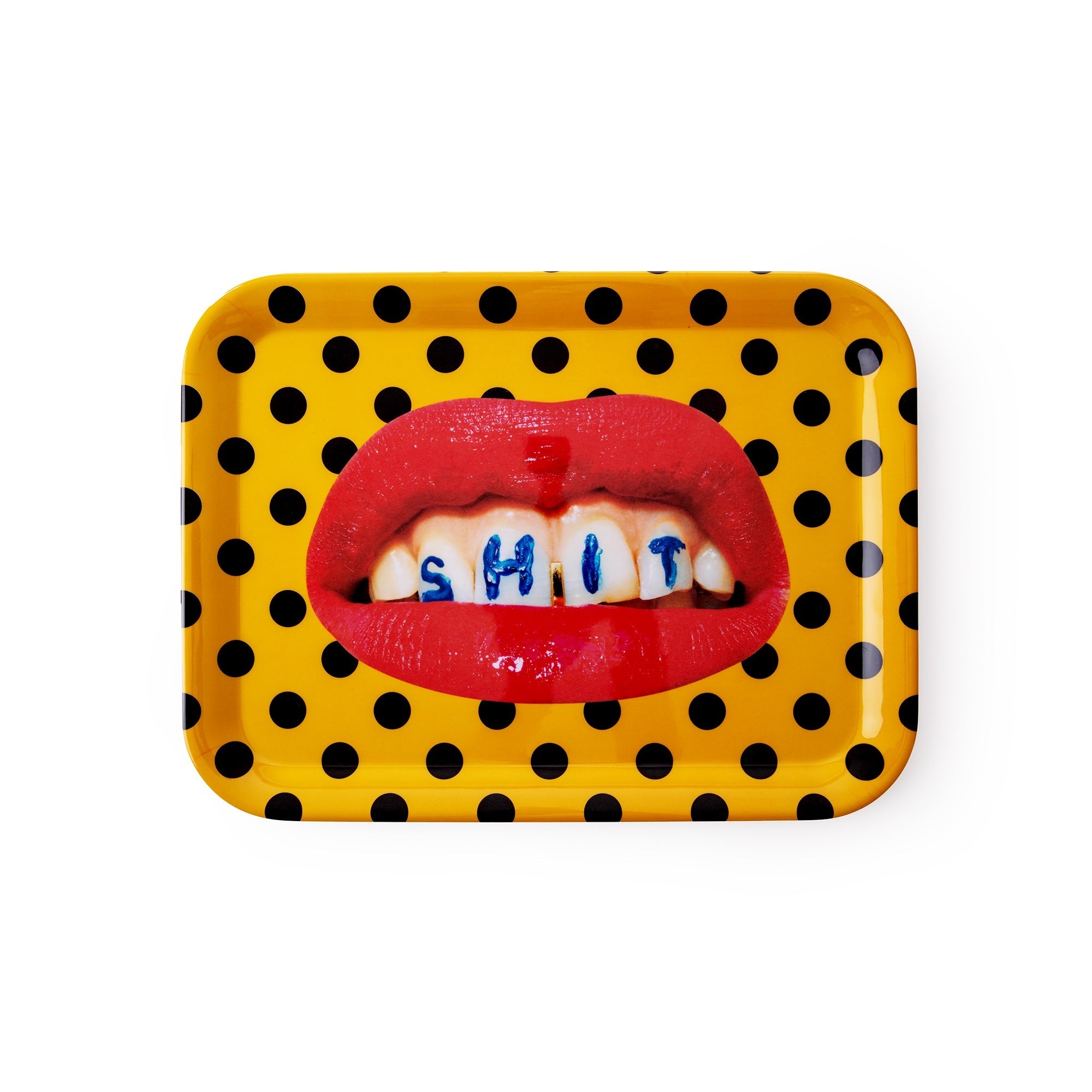 Vassoio Shit 32x43,5x2cm Giallo Pois Neri SELETTI