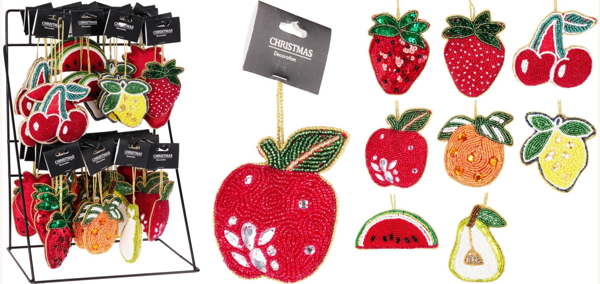Decorazione natalizia appendibile frutta 10cm - multicolore assortito