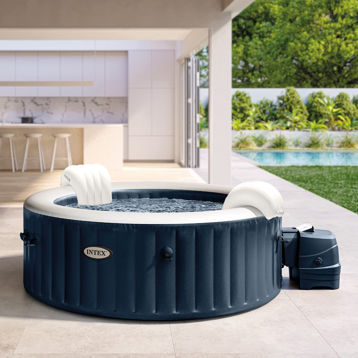PISCINA SPA IDROMASSAGGIO BUBBLE MASSAGE BLU NAVY 4 POSTI 196 X 196 X 71 CM