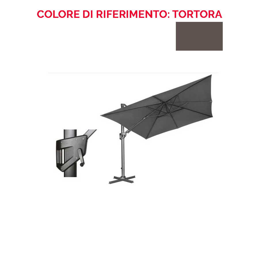 OMBRELLONE RETRATTILE RETTANGOLARE TORTORA 3X4 PALO LATERALE