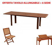 OFFERTA SET TAVOLO ALLUNGABILE 150/200X97CM + 6 SEDIE KERUING
