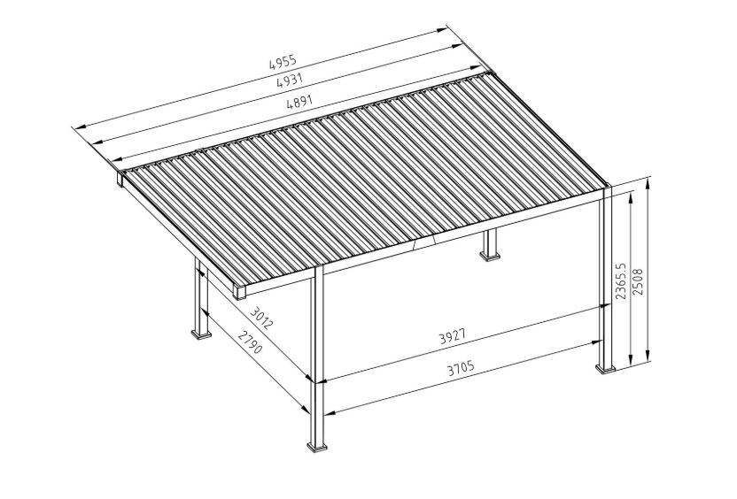 Pergola Carport Marea 3x5m Antracite Bizzotto