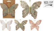 Farfalla con Clip 15cm modello assortito Bianco/Rosa/Verde