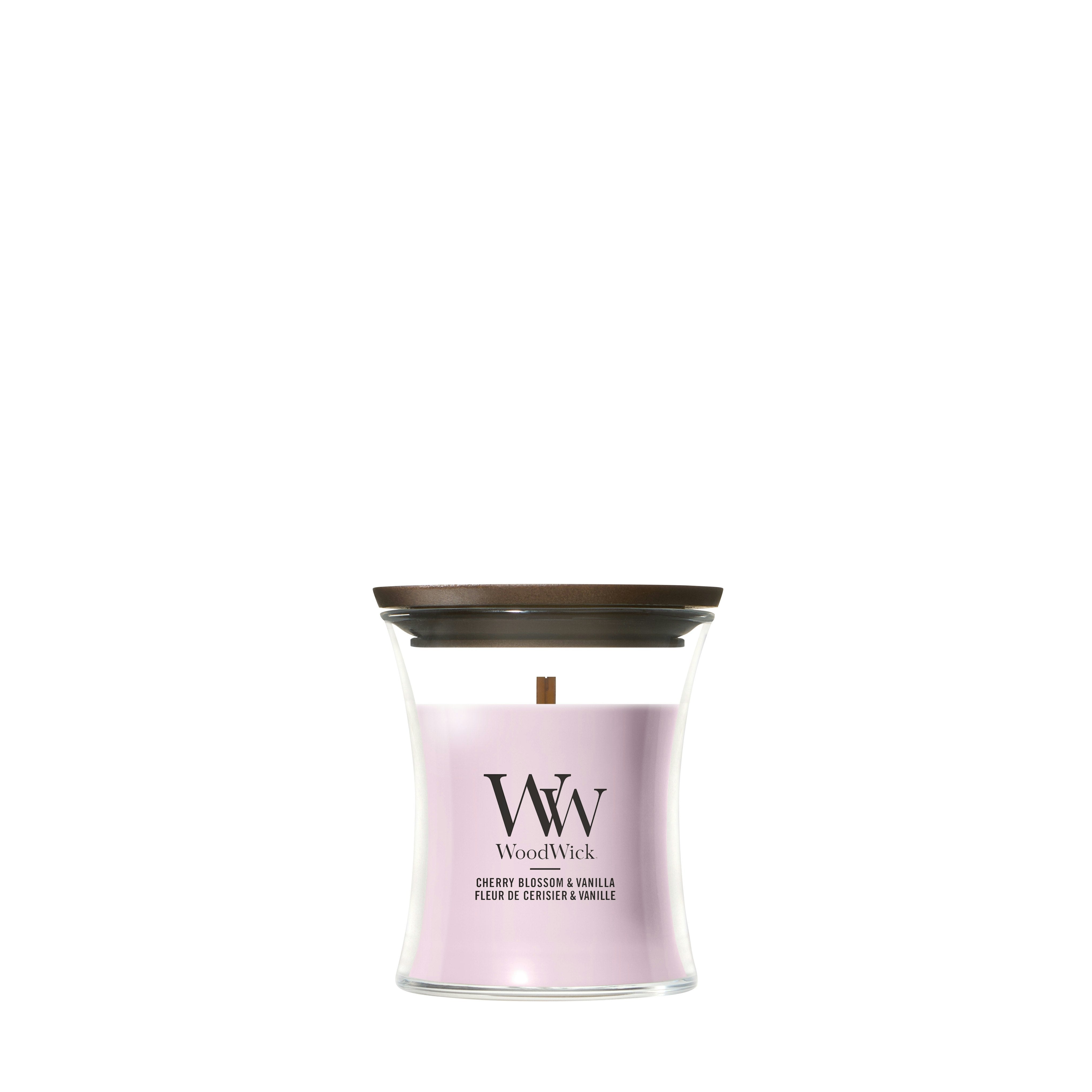 Candela mini Cherry Blossom & Vanilla 85g Rosa WoodWick