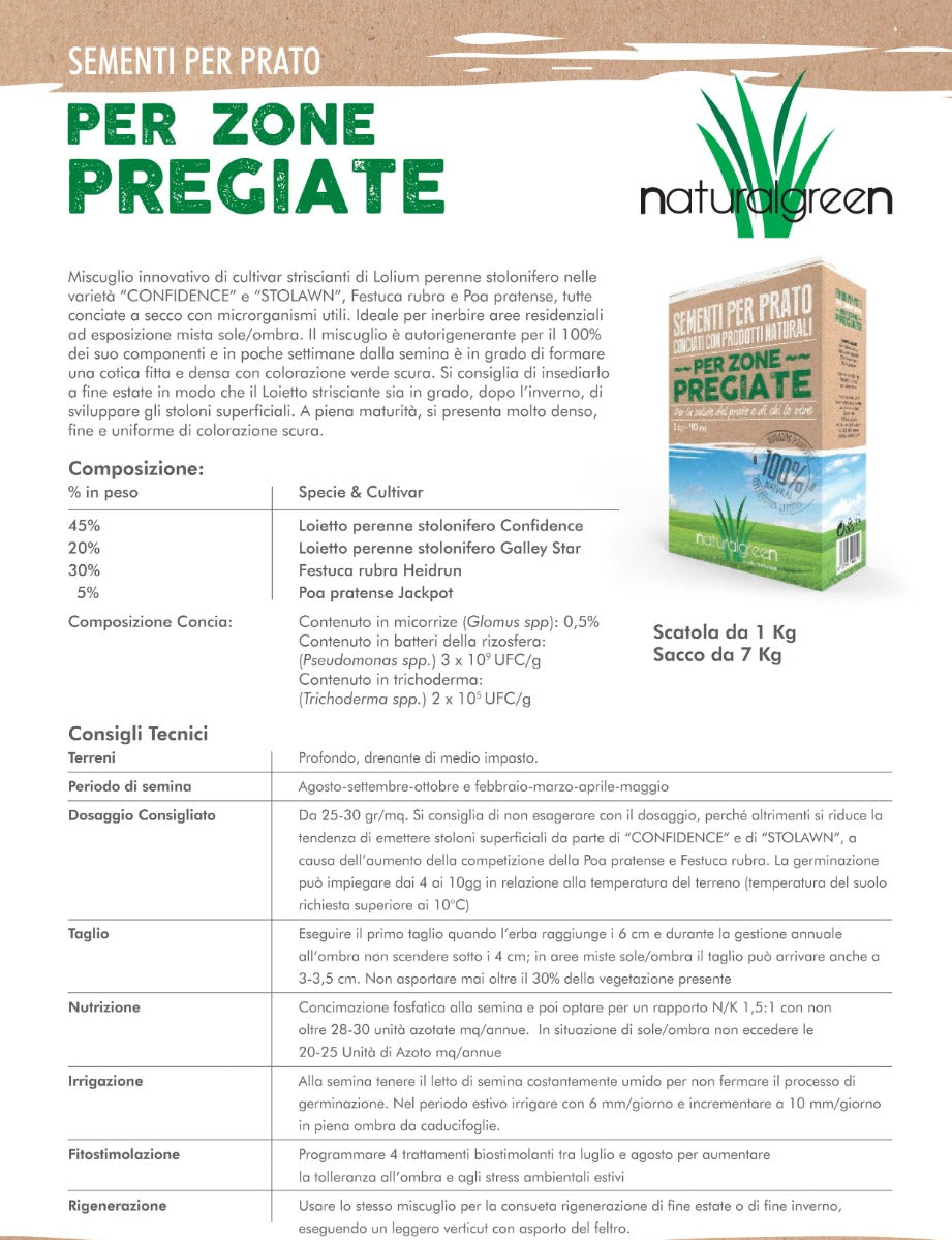 SEMENTI PER PRATO NATURALGREEN ZONE PREGIATE 1KG
