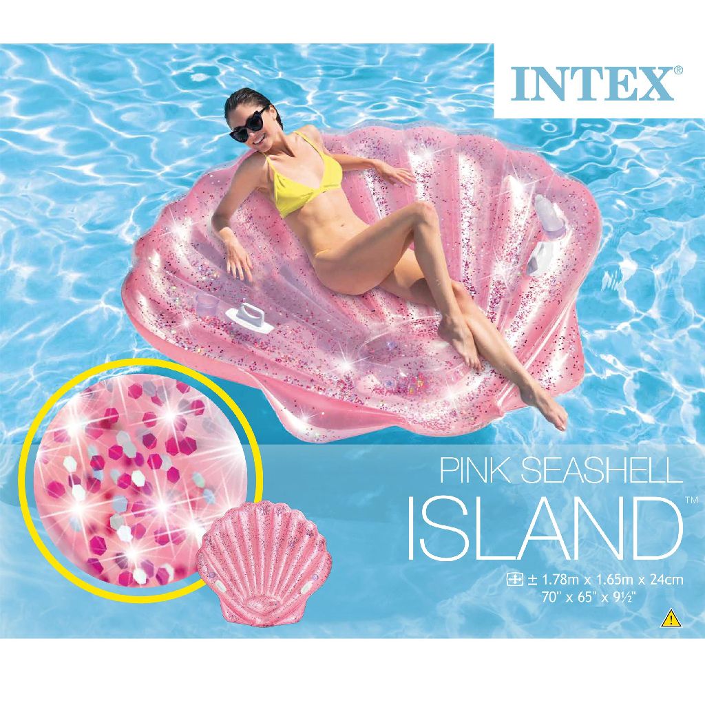 MATERASSINO GONFIABILE CONCHIGLIA GLITTER ROSA 178X165 CM