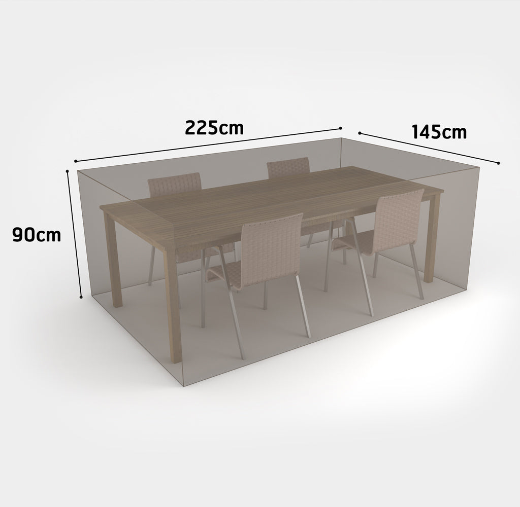 COPERTURA PER TAVOLO RETTANGOLARE + 4 SEDIE 225x145x90 MT