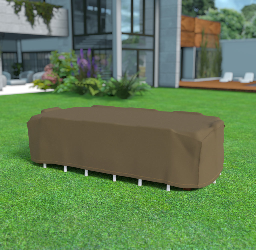 COPERTURA PER TAVOLO RETTANGOLARE + 8 SEDIE 325x205x90 MT