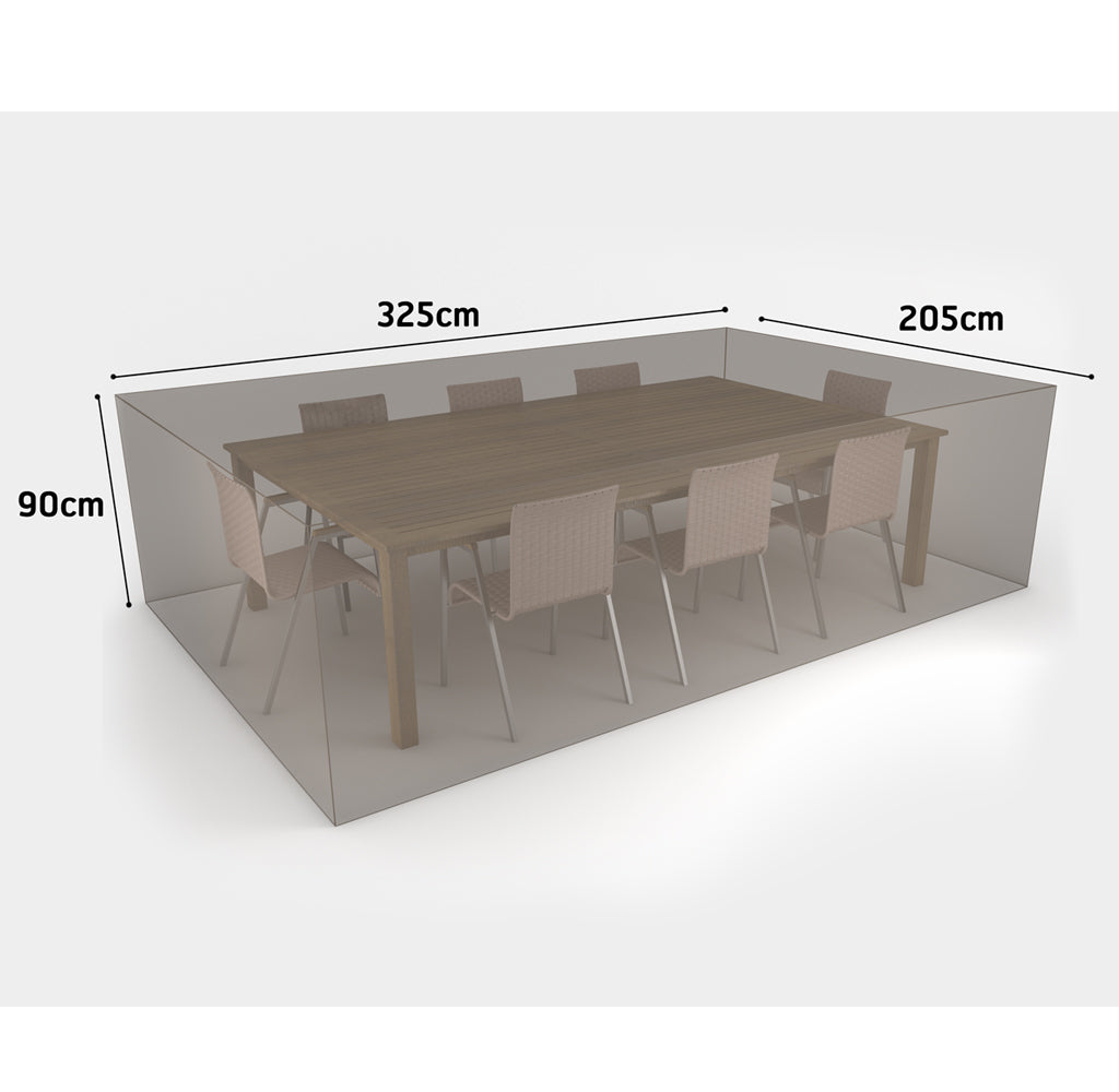 COPERTURA PER TAVOLO RETTANGOLARE + 8 SEDIE 325x205x90 MT