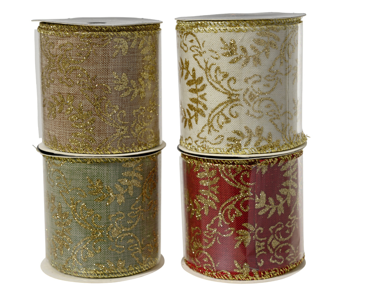 Nastro decorativo con stampa oro lunghezza 270 cm altezza 6,3 cm colori modello assortito Peraga Christmas