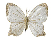 Farfalla con clip glitter 33 x 25 cm bianco/oro Peraga Christmas