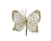 Farfalla con clip glitter 16 x 14 cm bianco/oro Peraga Christmas