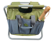 SEGGIOLINO PIEGHEVOLE PORTA ATTREZZI VERDE/GRIGIO 40X31X31 CM