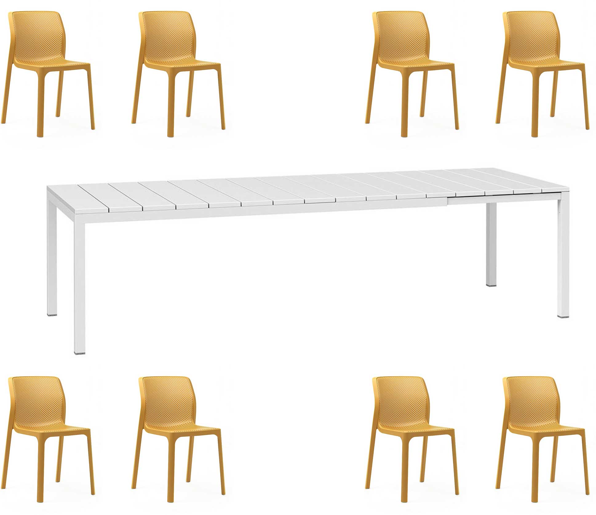 OFFERTA TAVOLO RIO ALLUNGABILE 210/280CM +8 SEDIE BIT COLORE A SCELTA