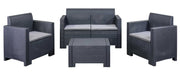 SALOTTO DA GIARDINO IN POLYRATTAN NEW STAR ANTRACITE CON CUSCINI