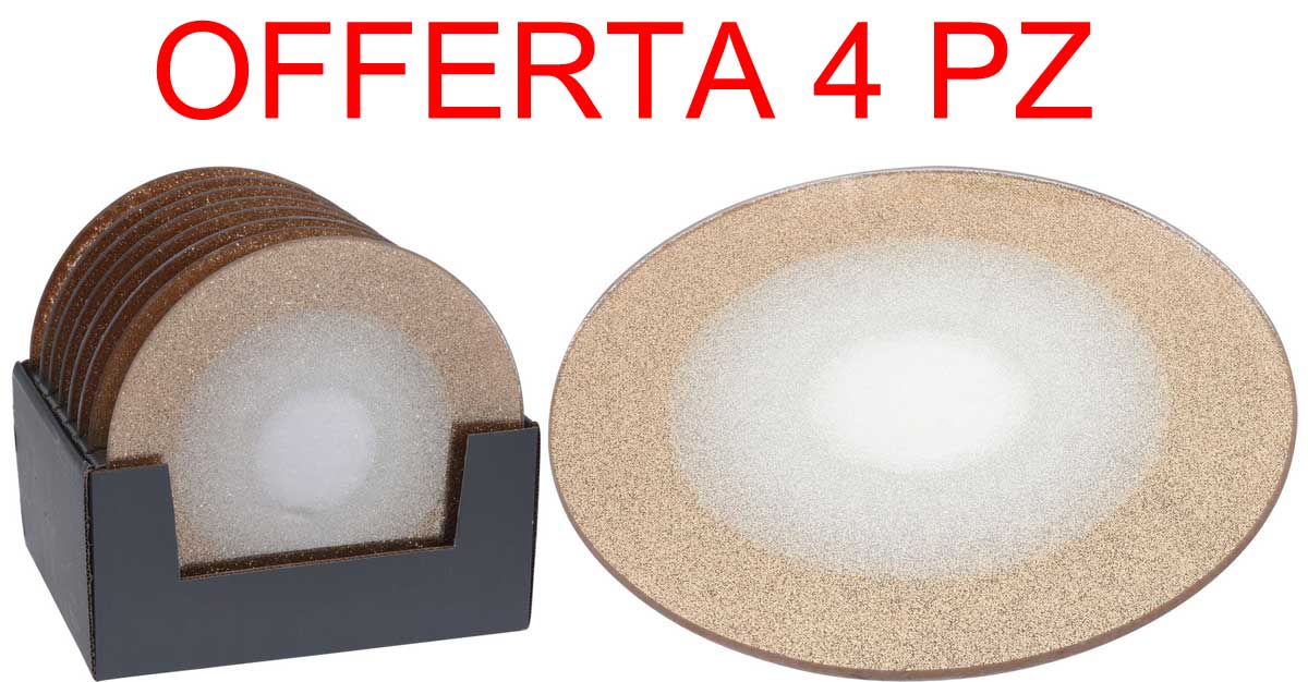 OFFERTA 3 SOTTO CANDELA 20CM IN VETRO CON GLITTER ORO