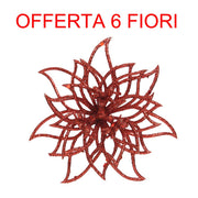 OFFERTA 6 FIORI APPENDIBILI ROSSO 14X5CM
