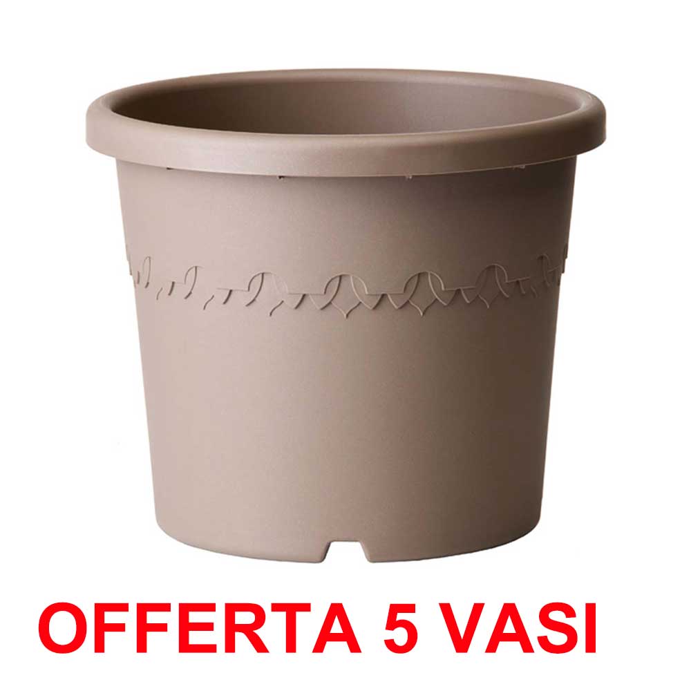 OFFERTA 5 VASO ALGARVE CILINDRO WHEELS 40CM TAUPE