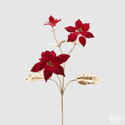 RAMO ARTIFICIALE CON STELLA DI NATALE ROSSA STELO ORO H72CM