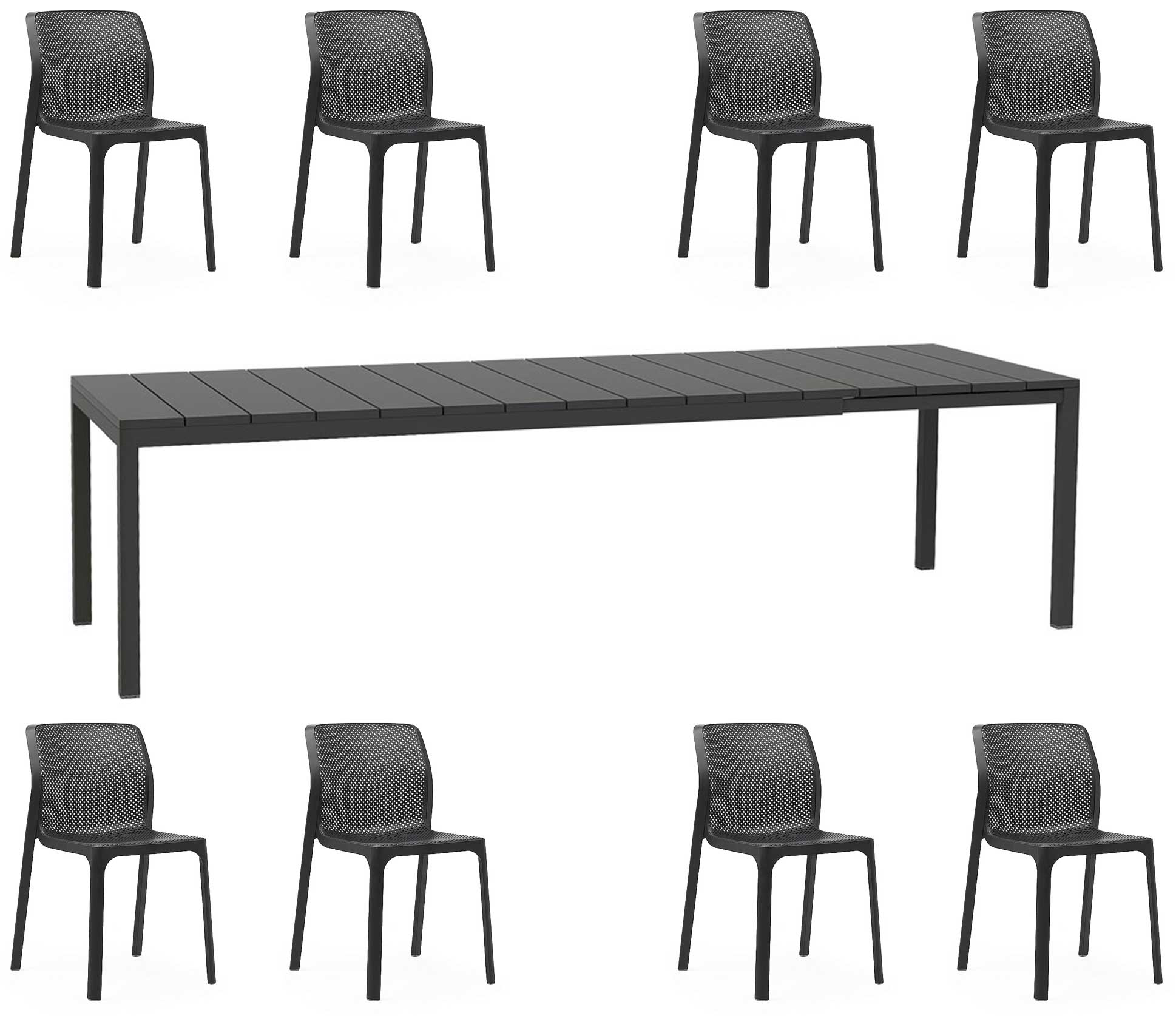 OFFERTA TAVOLO RIO ALLUNGABILE 210/280CM +8 SEDIE BIT COLORE A SCELTA
