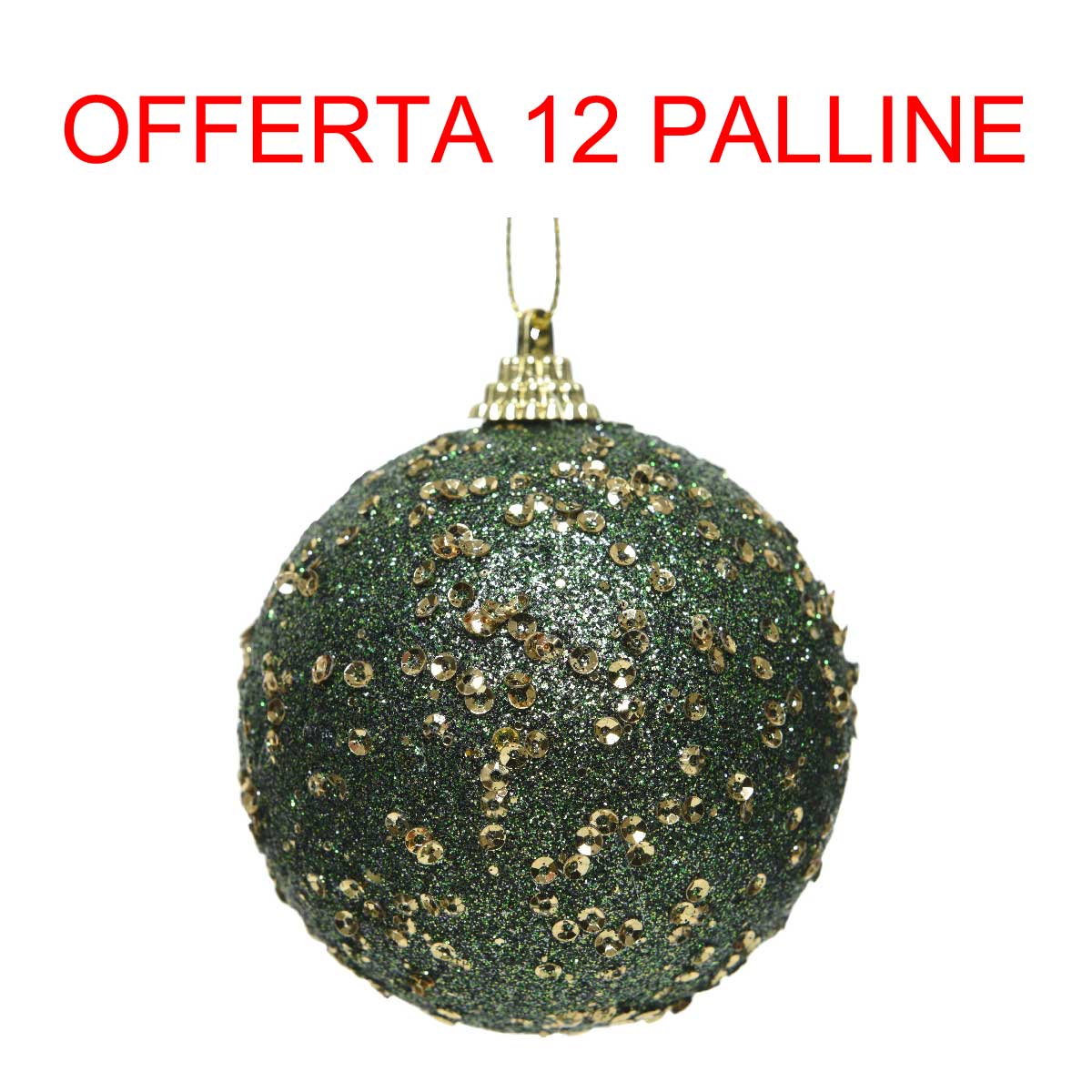 OFFERTA 12 PALLINE DI NATALE VERDE PINO 8CM