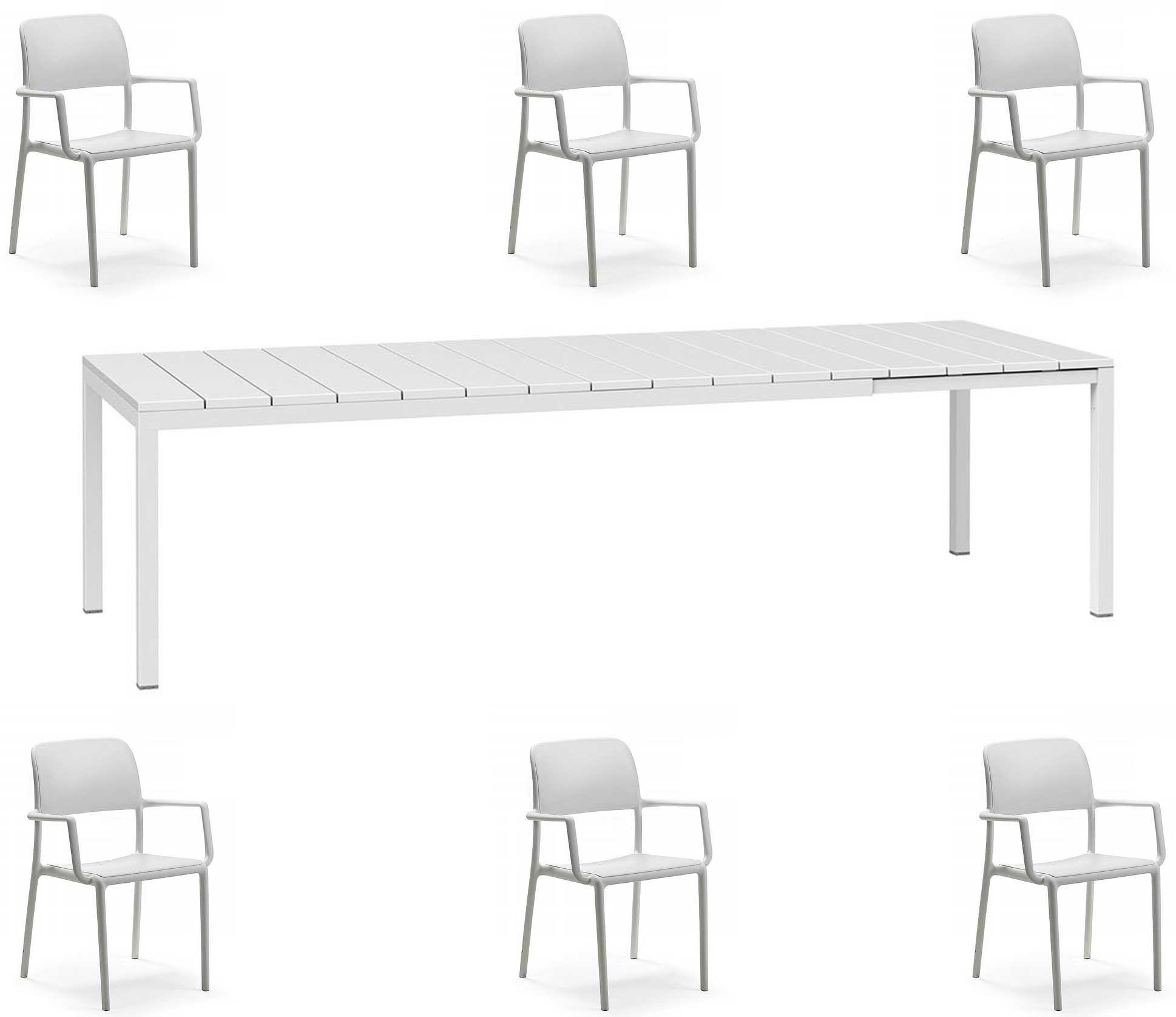 OFFERTA TAVOLO RIO ALLUNGABILE 140/210CM +6 POLTRONE RIVA COLORE A SCELTA