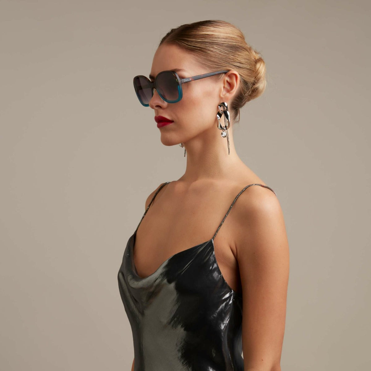 OCCHIALE DA SOLE MODELLO ANNA BUTTERFLY HAVANA E BLUE