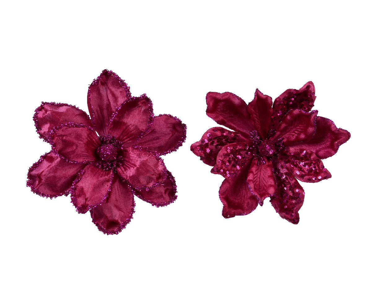 MAGNOLIA CON CLIP E GLITTER COLOR CILIEGIA 24X10CM MODELLO ASSORTITO