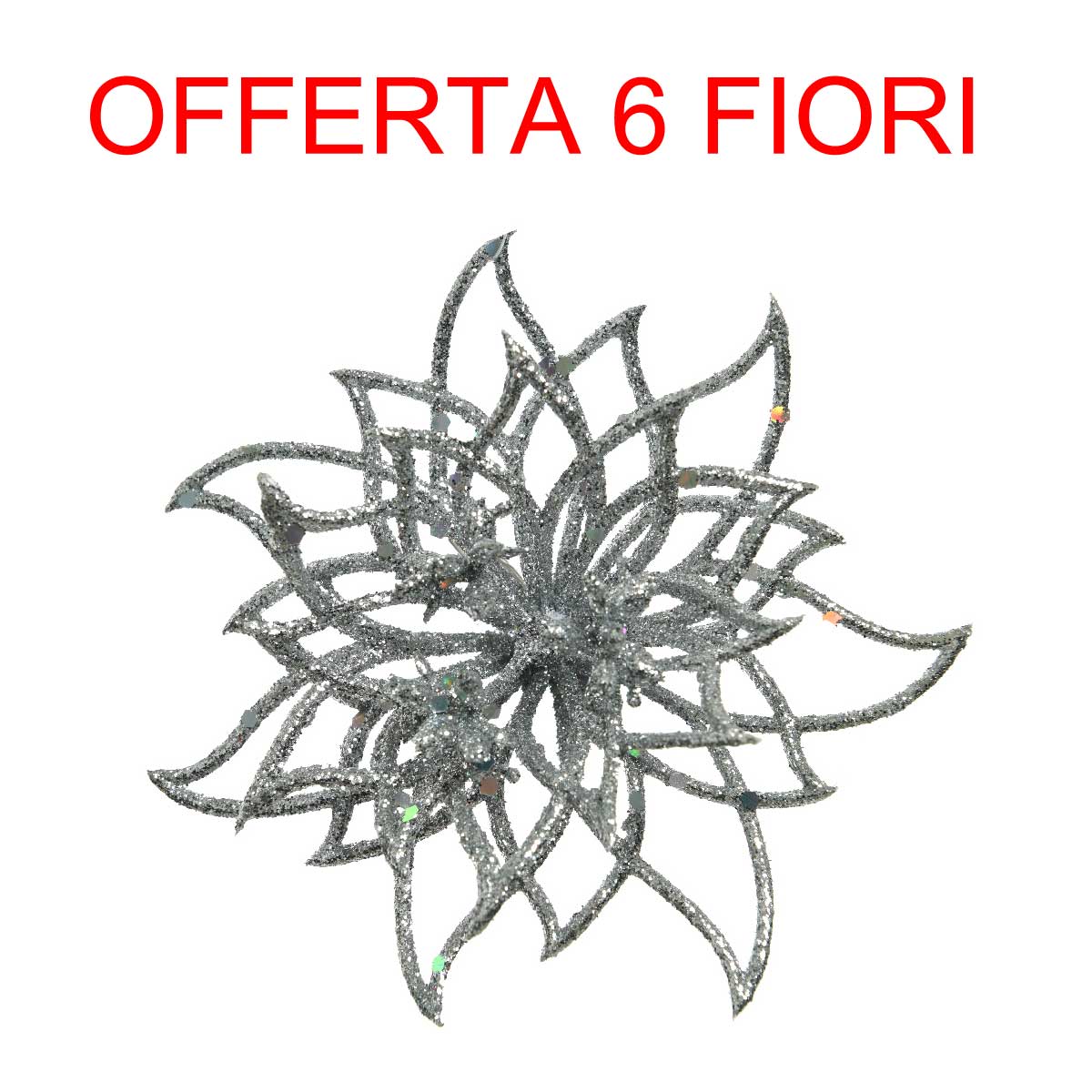 OFFERTA 6 FIORI APPENDIBILI ARGENTO 14X5CM