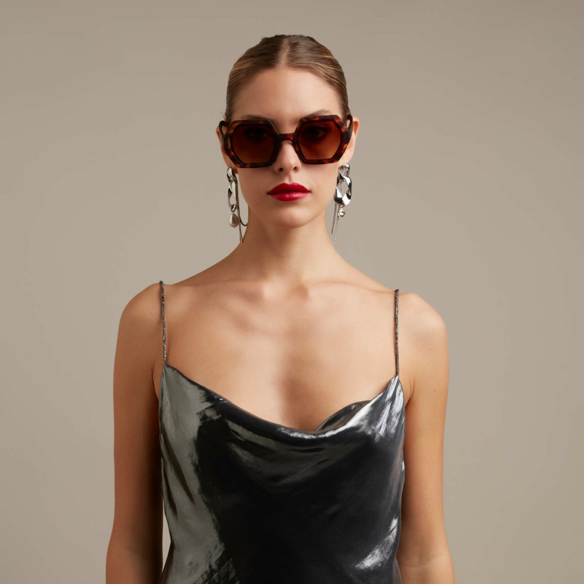 OCCHIALE DA SOLE ESAGONALE MODELLO EMMA CLASSIC HAVANA