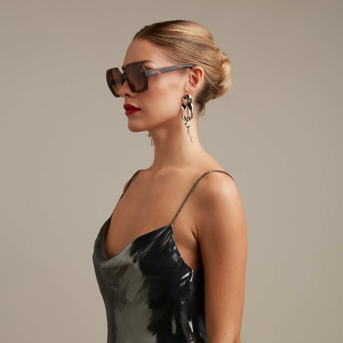 OCCHIALE DA SOLE ESAGONALE MODELLO EMMA CLASSIC HAVANA