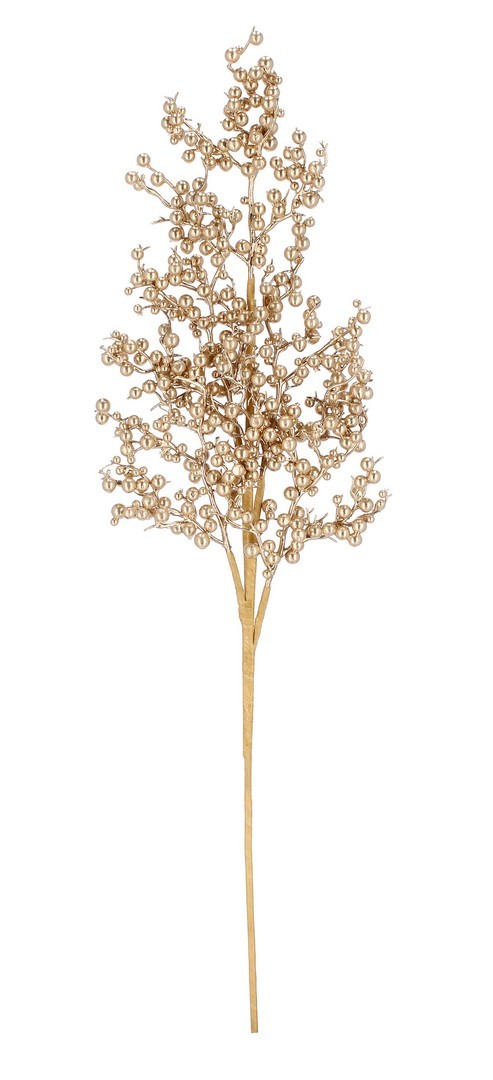 DECORAZIONE NATALIZIA, RAMO GAYNOR CON BACCHE ORO, H70CM