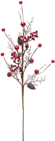 Ramo decorativo con bacche rosse, 54 cm